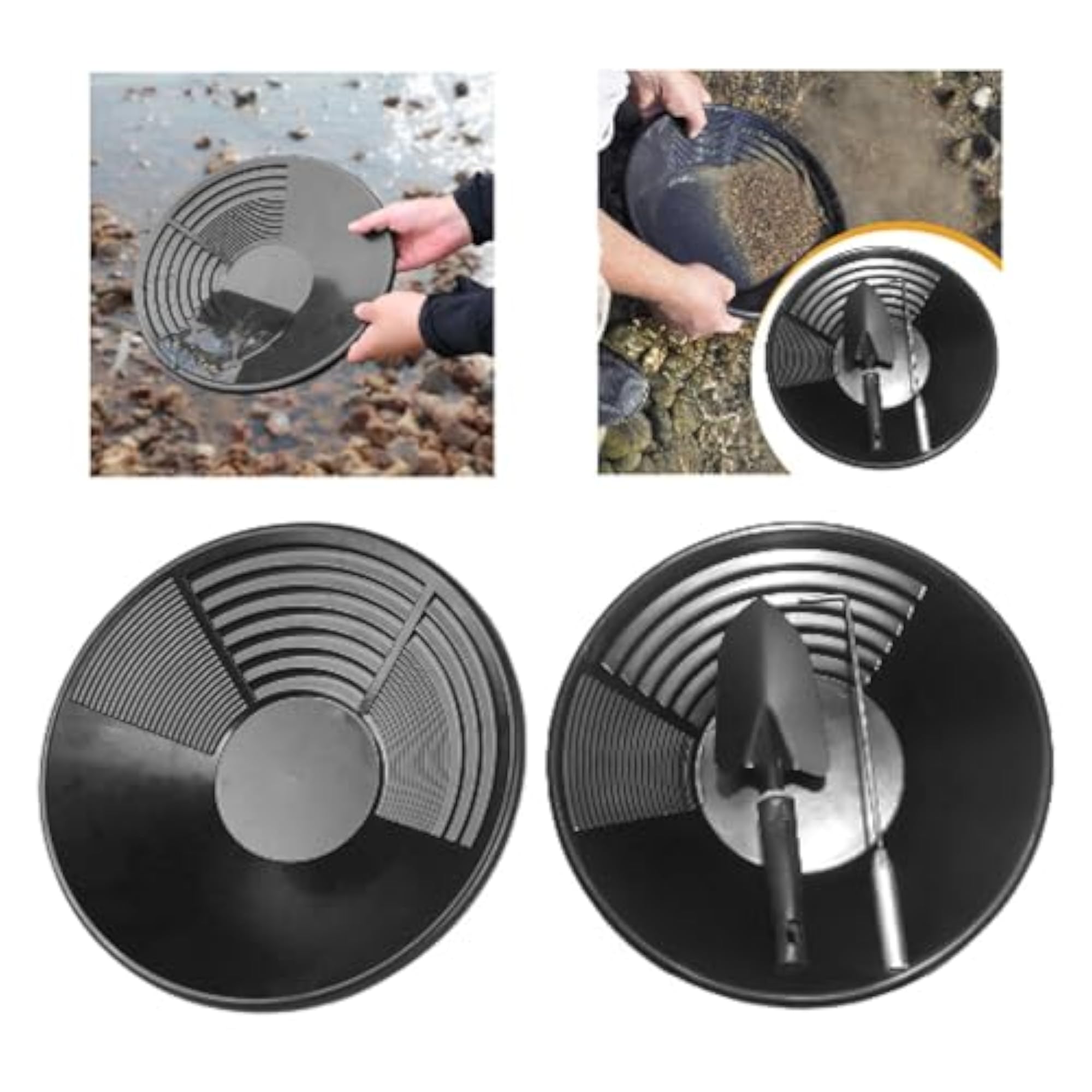 Gold Panning Pan Double Riffles, Portable Mining Tool